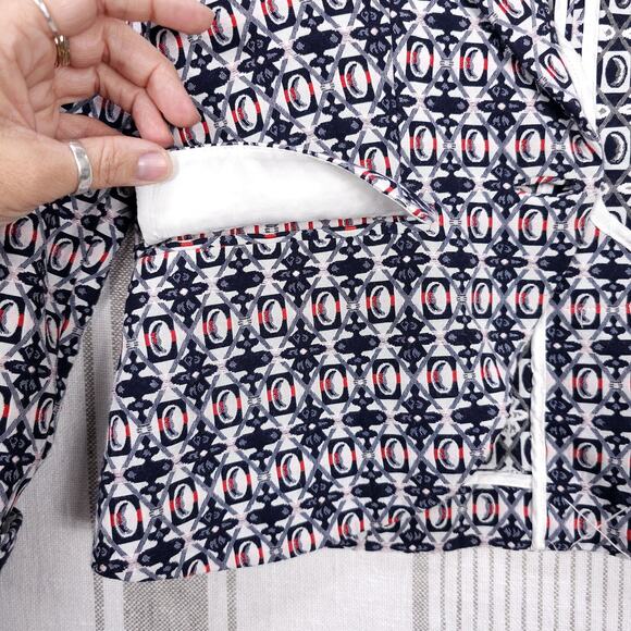 MDMS‎ M-Conzept Blazer Medium Navy Blue Geometric Pattern Office Twee Cute - Picture 4 of 12